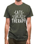 Cats Is My Therapy Mens T-Shirt