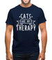 Cats Is My Therapy Mens T-Shirt