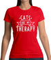 Cats Is My Therapy Womens T-Shirt