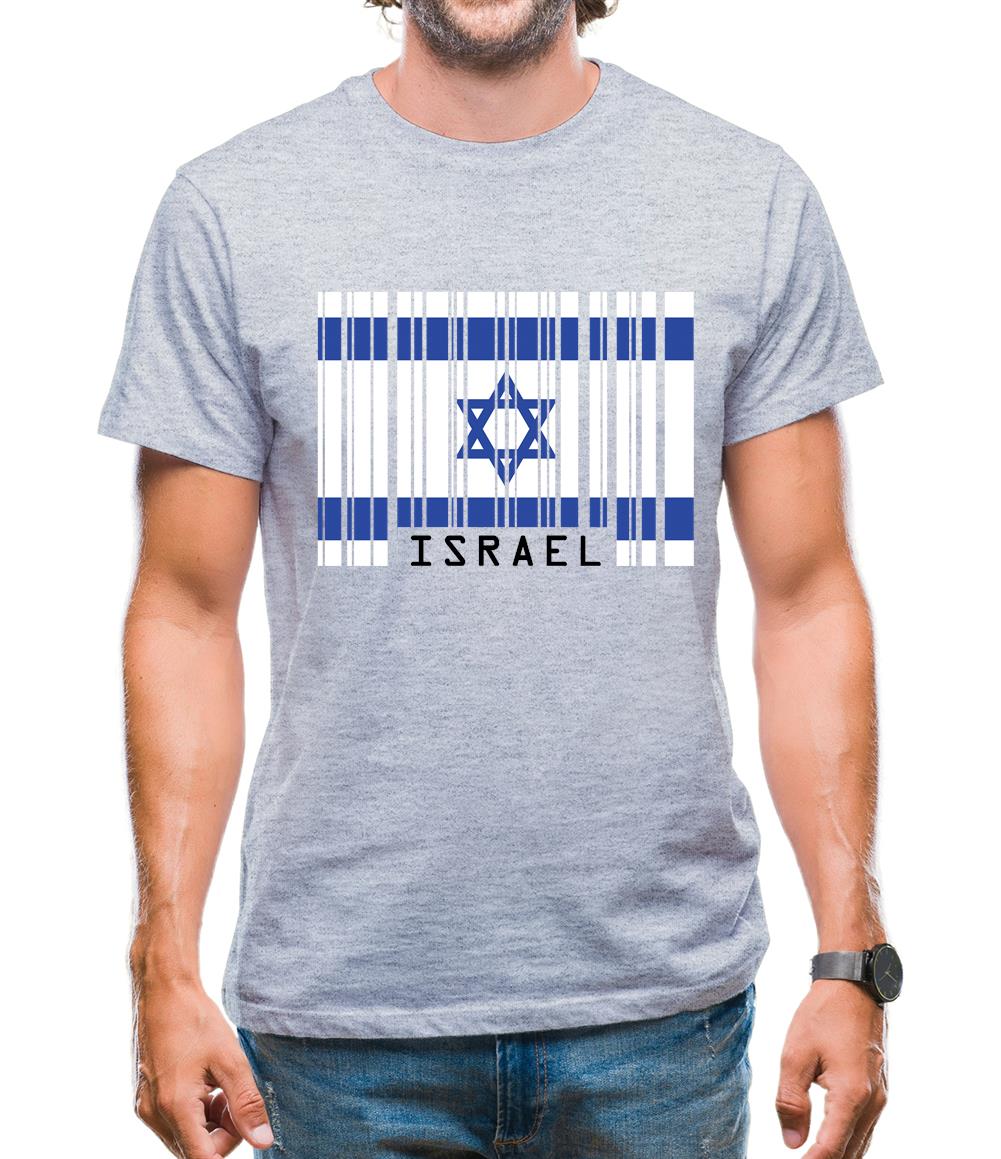 Israel Barcode Style Flag Mens T-Shirt