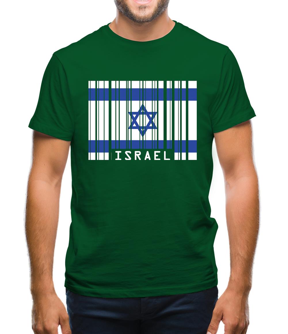 Israel Barcode Style Flag Mens T-Shirt