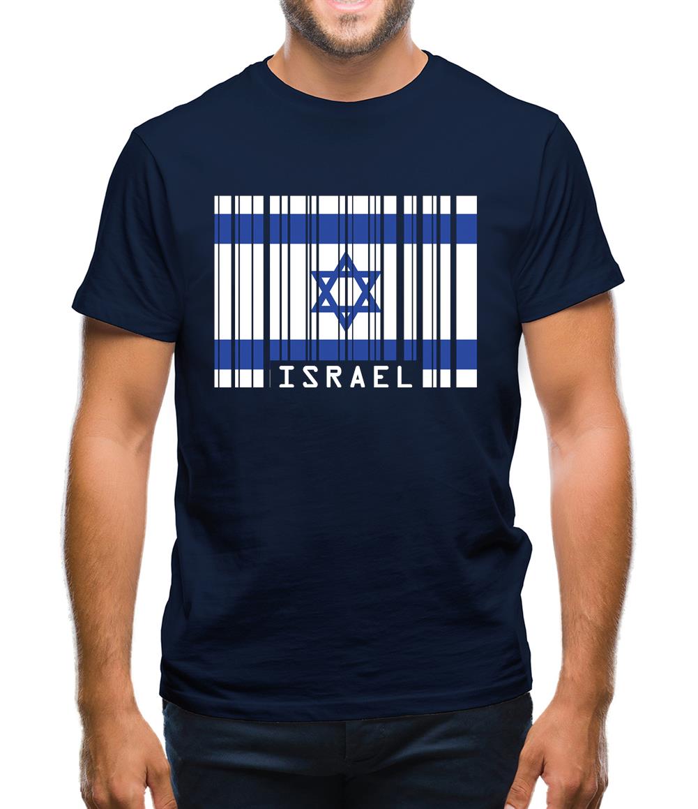 Israel Barcode Style Flag Mens T-Shirt