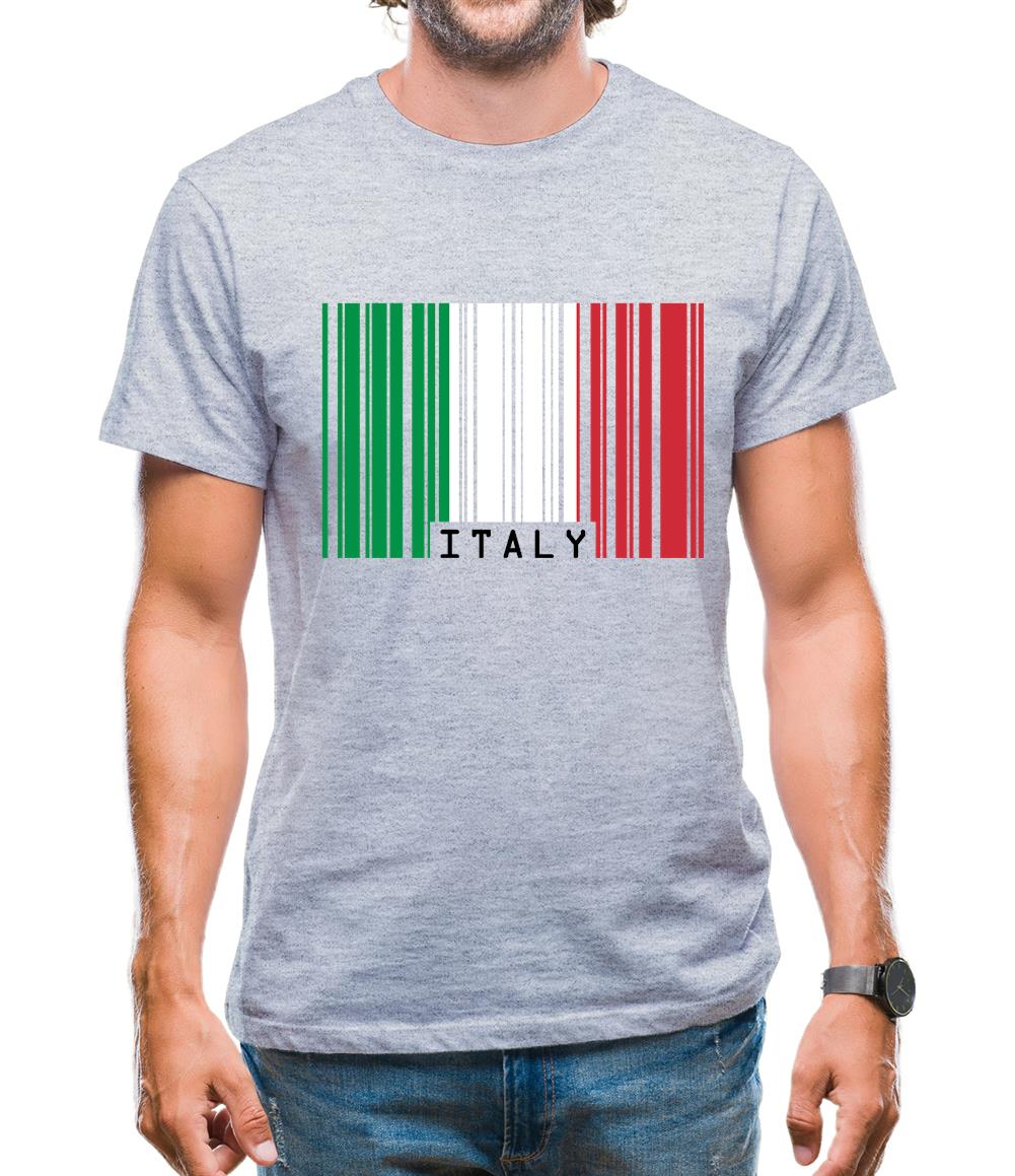 Italy Barcode Style Flag Mens T-Shirt