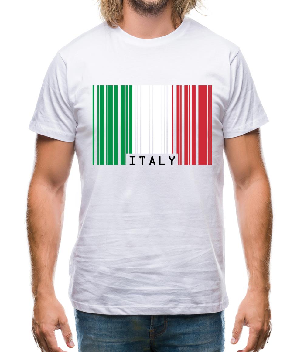 Italy Barcode Style Flag Mens T-Shirt