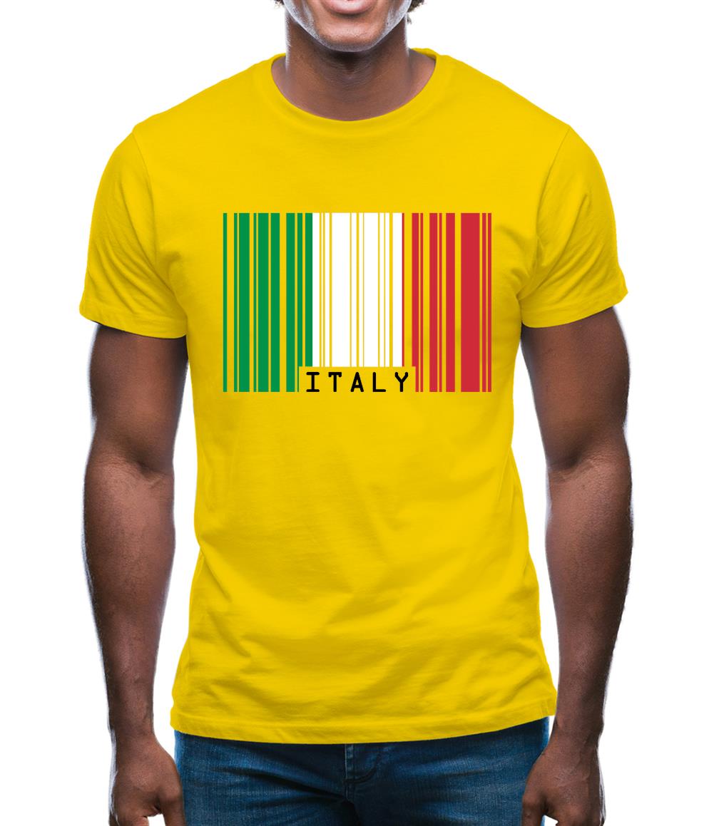 Italy Barcode Style Flag Mens T-Shirt
