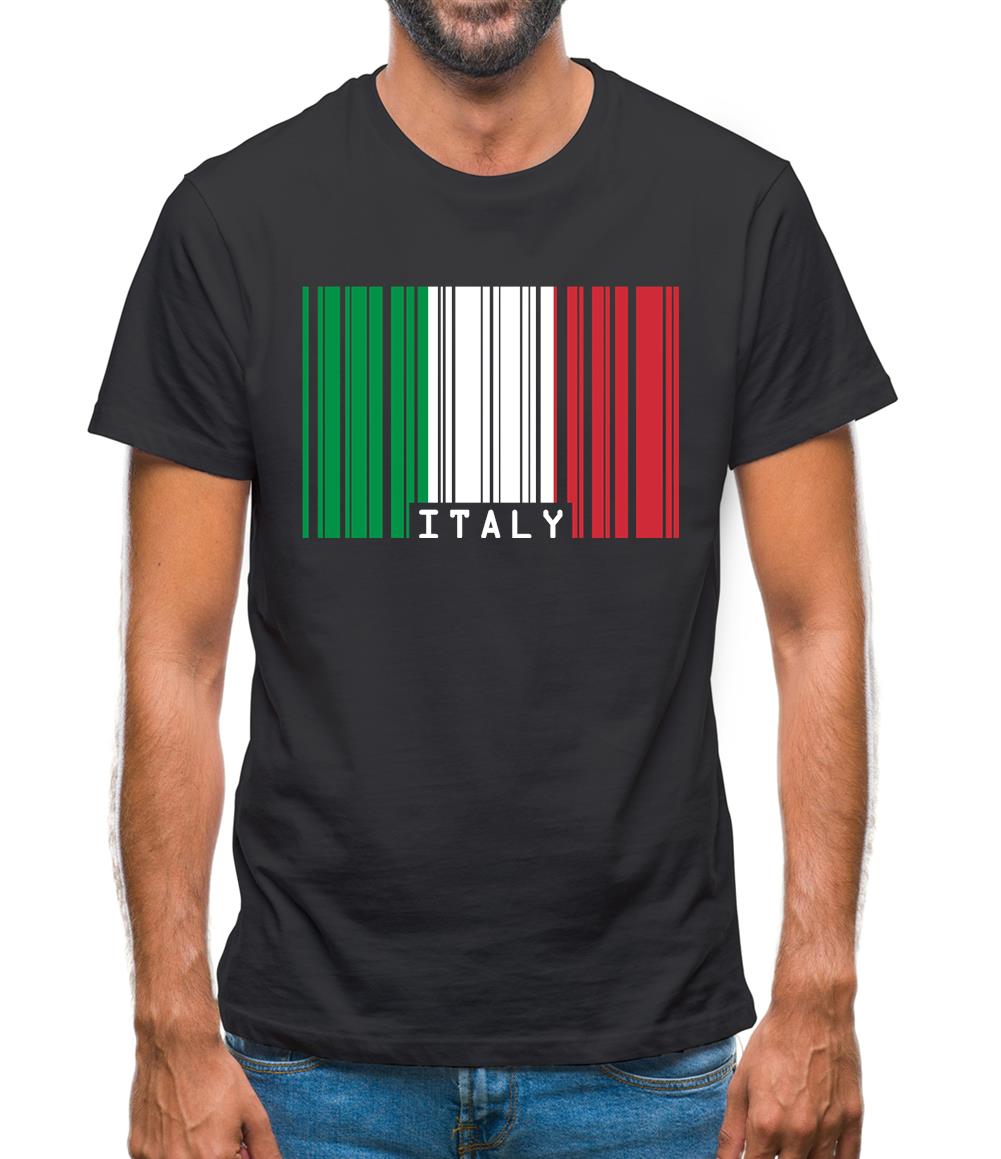 Italy Barcode Style Flag Mens T-Shirt