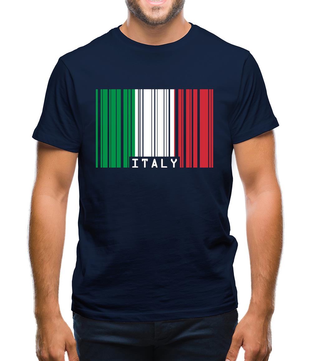 Italy Barcode Style Flag Mens T-Shirt