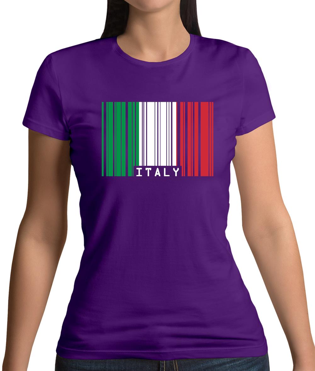 Italy Barcode Style Flag Womens T-Shirt