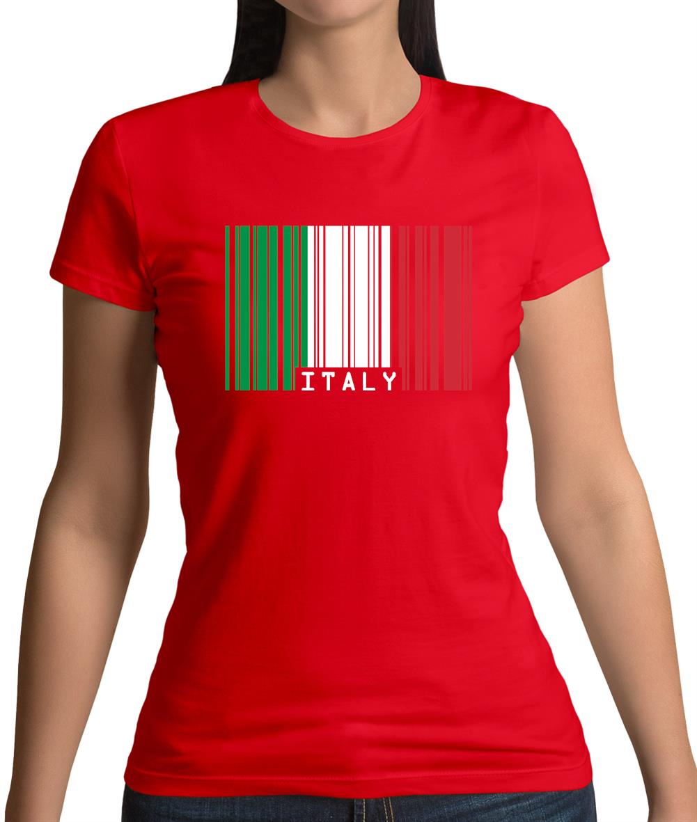 Italy Barcode Style Flag Womens T-Shirt