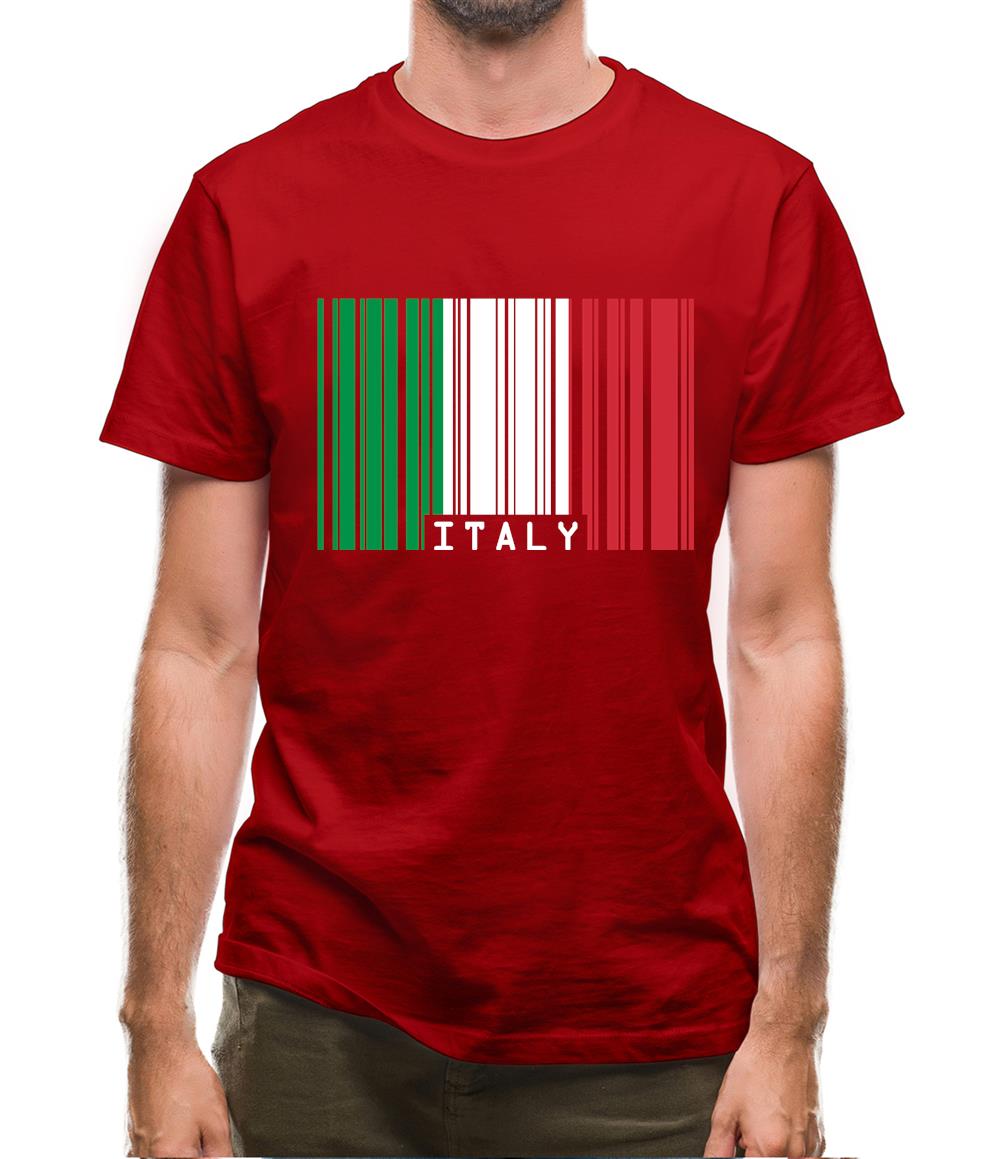 Italy Barcode Style Flag Mens T-Shirt