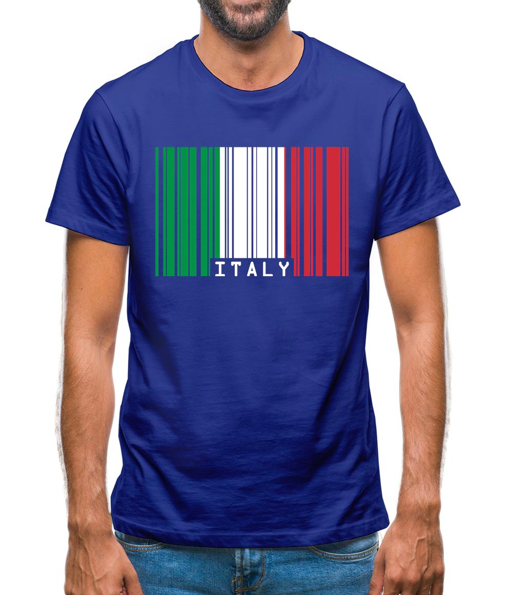 Italy Barcode Style Flag Mens T-Shirt