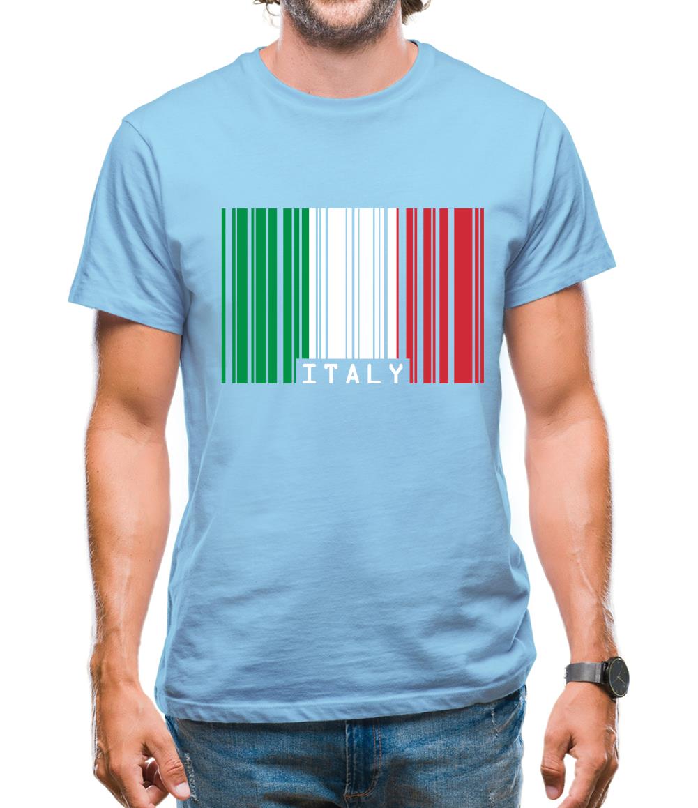Italy Barcode Style Flag Mens T-Shirt