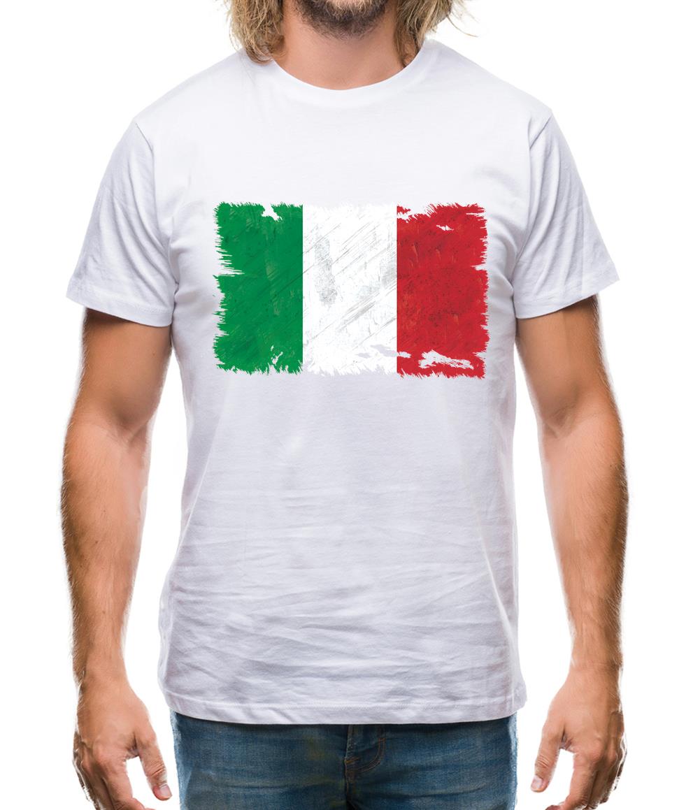 Italy Grunge Style Flag Mens T-Shirt