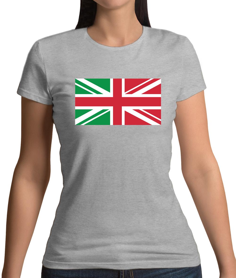Italy Union Jack Flag Womens T-Shirt