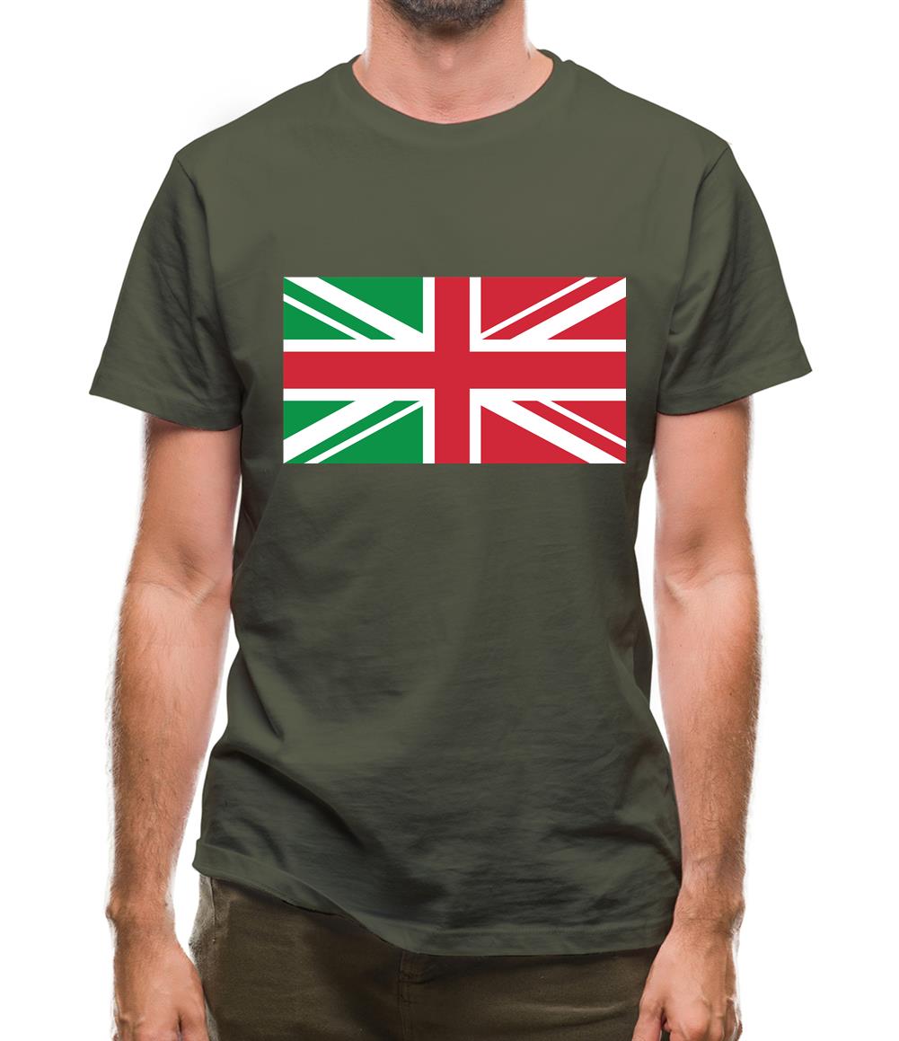 Italy Union Jack Flag Mens T-Shirt