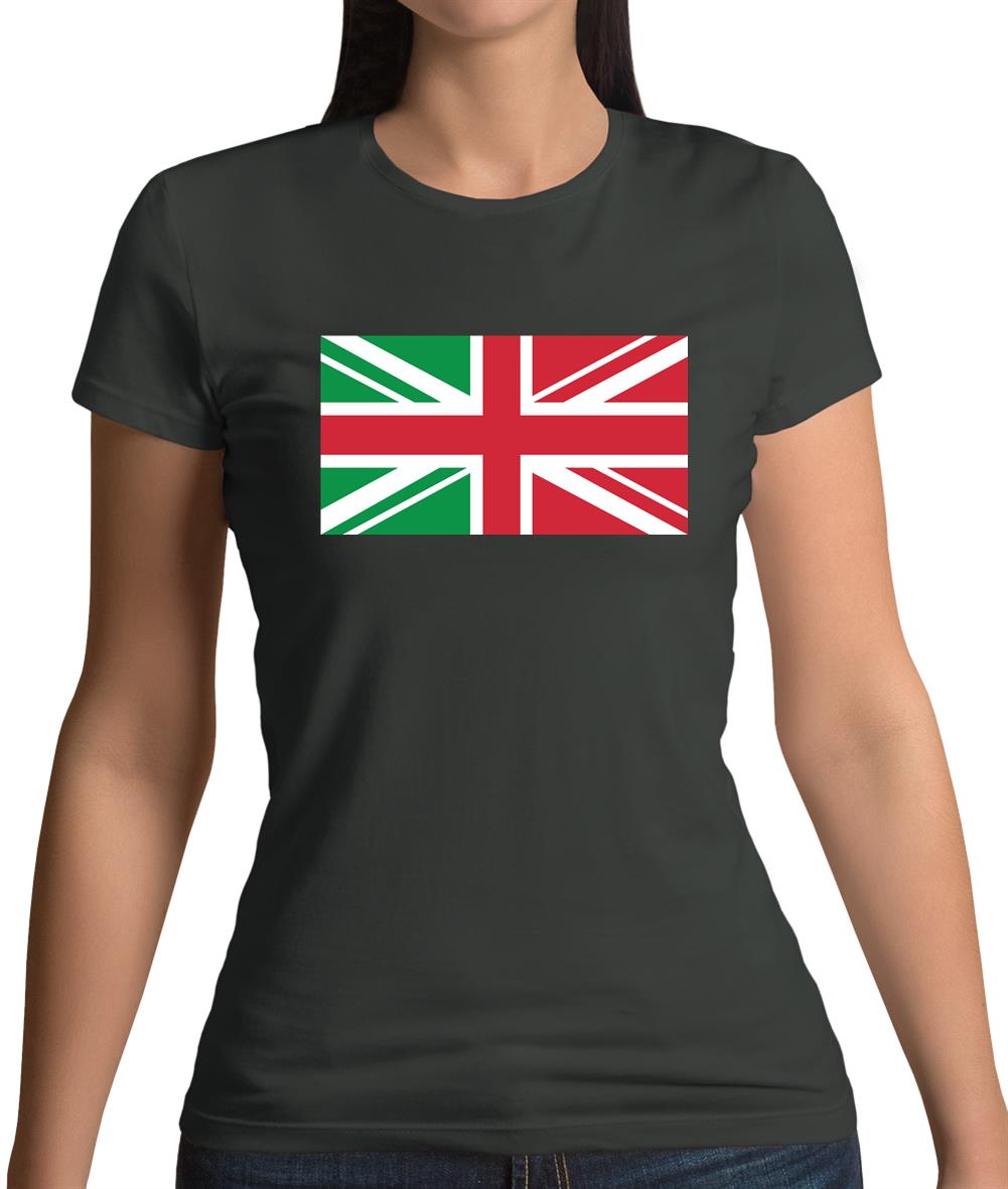 Italy Union Jack Flag Womens T-Shirt
