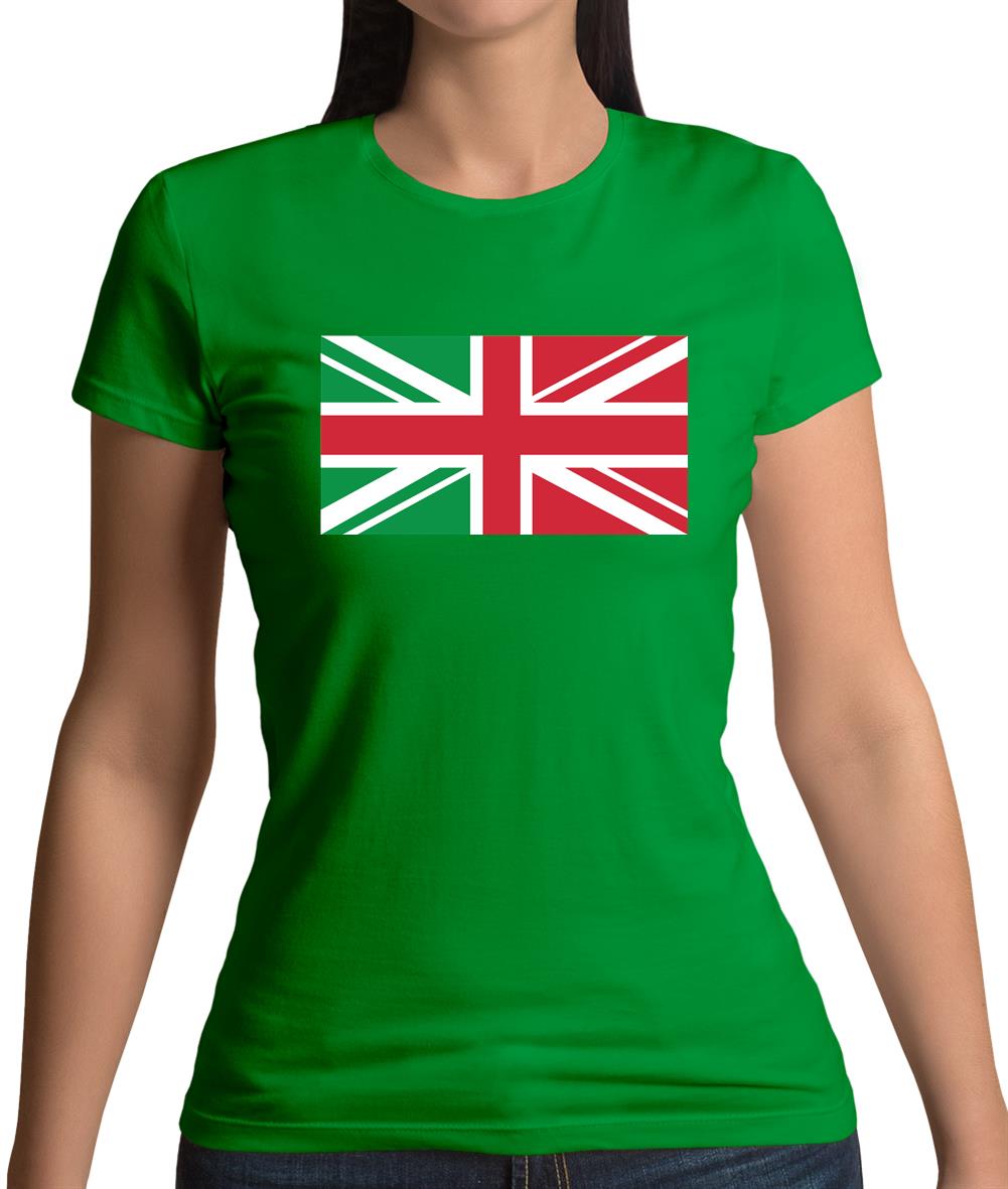 Italy Union Jack Flag Womens T-Shirt