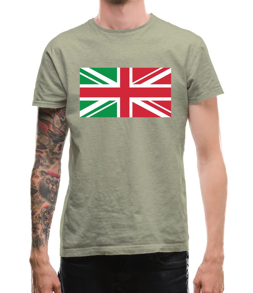Italy Union Jack Flag Mens T-Shirt