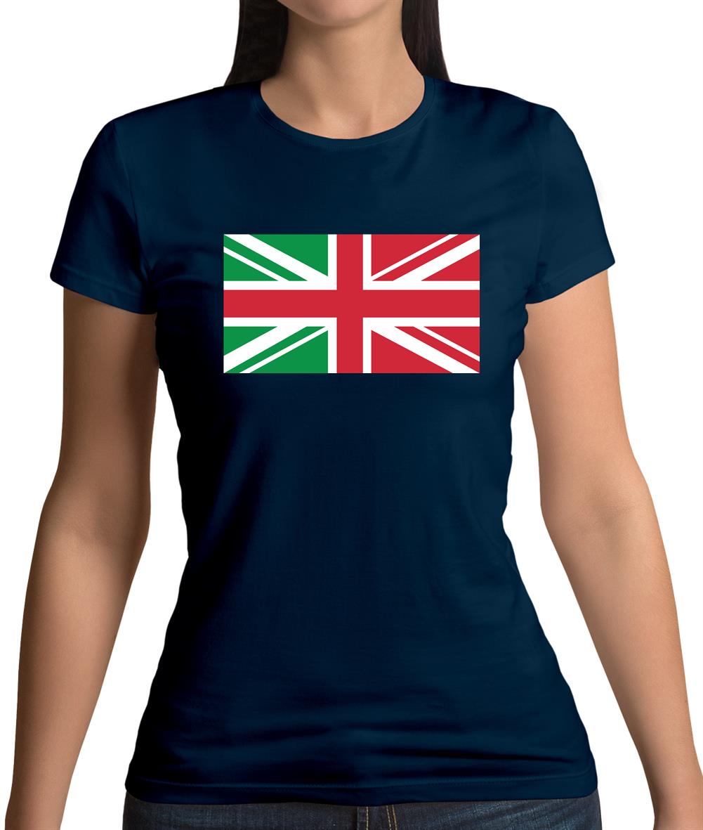 Italy Union Jack Flag Womens T-Shirt