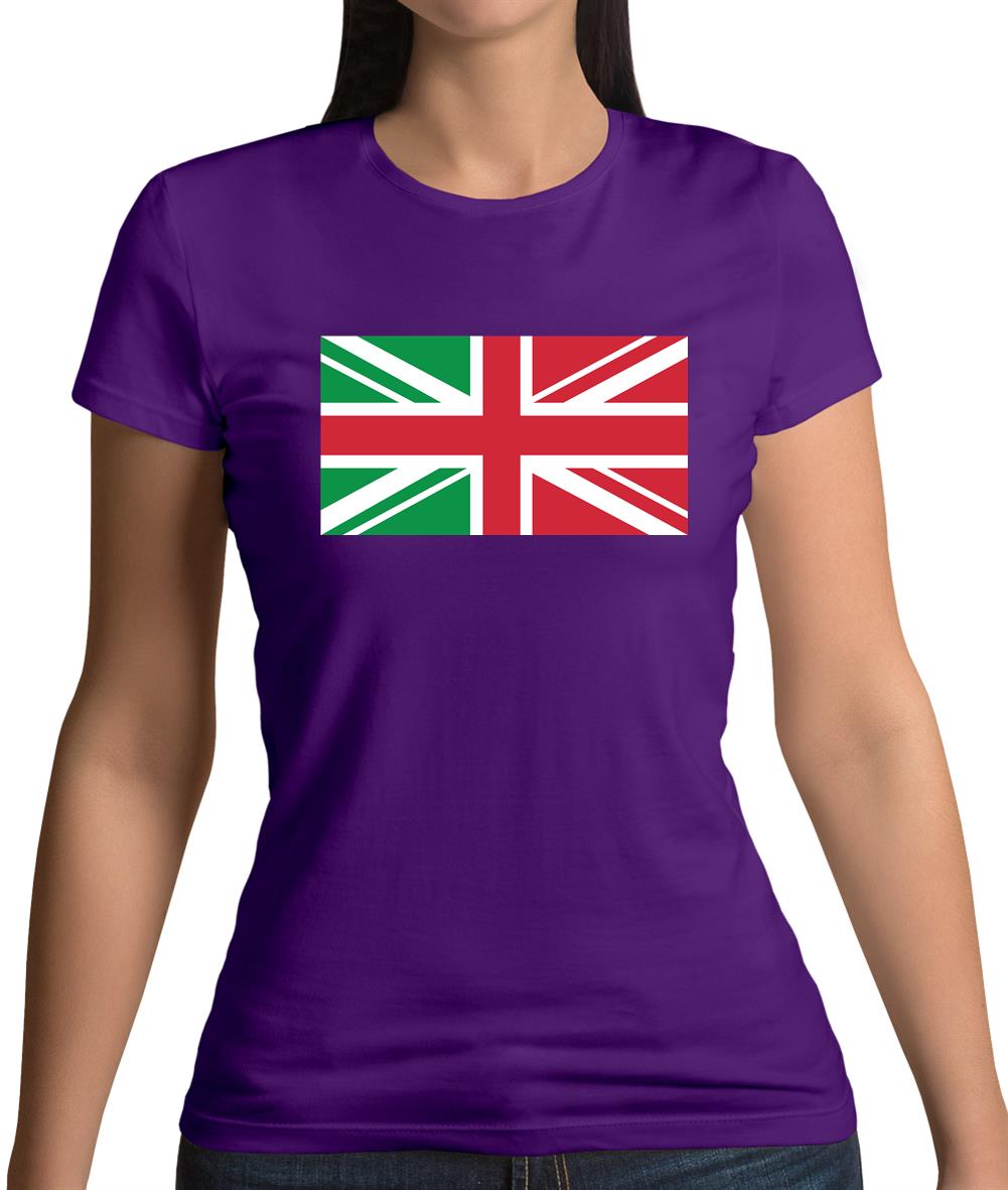 Italy Union Jack Flag Womens T-Shirt
