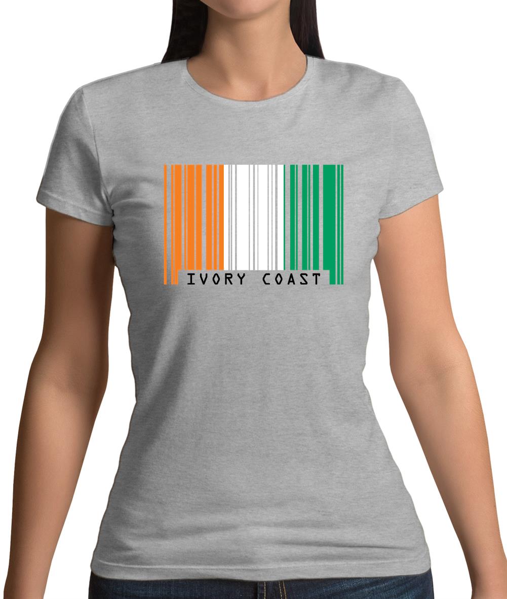 Ivory Coast  Barcode Style Flag Womens T-Shirt