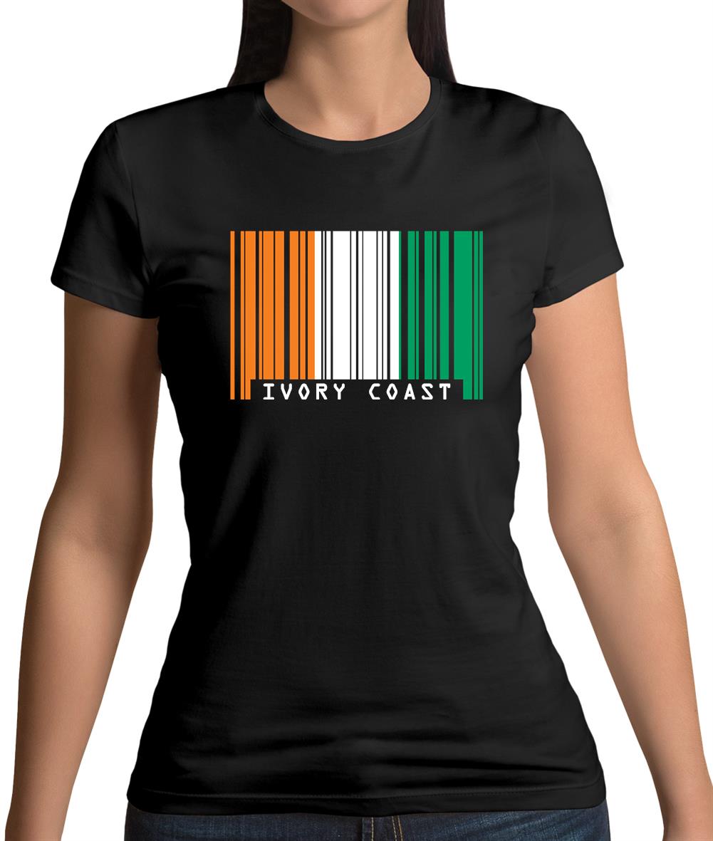 Ivory Coast  Barcode Style Flag Womens T-Shirt