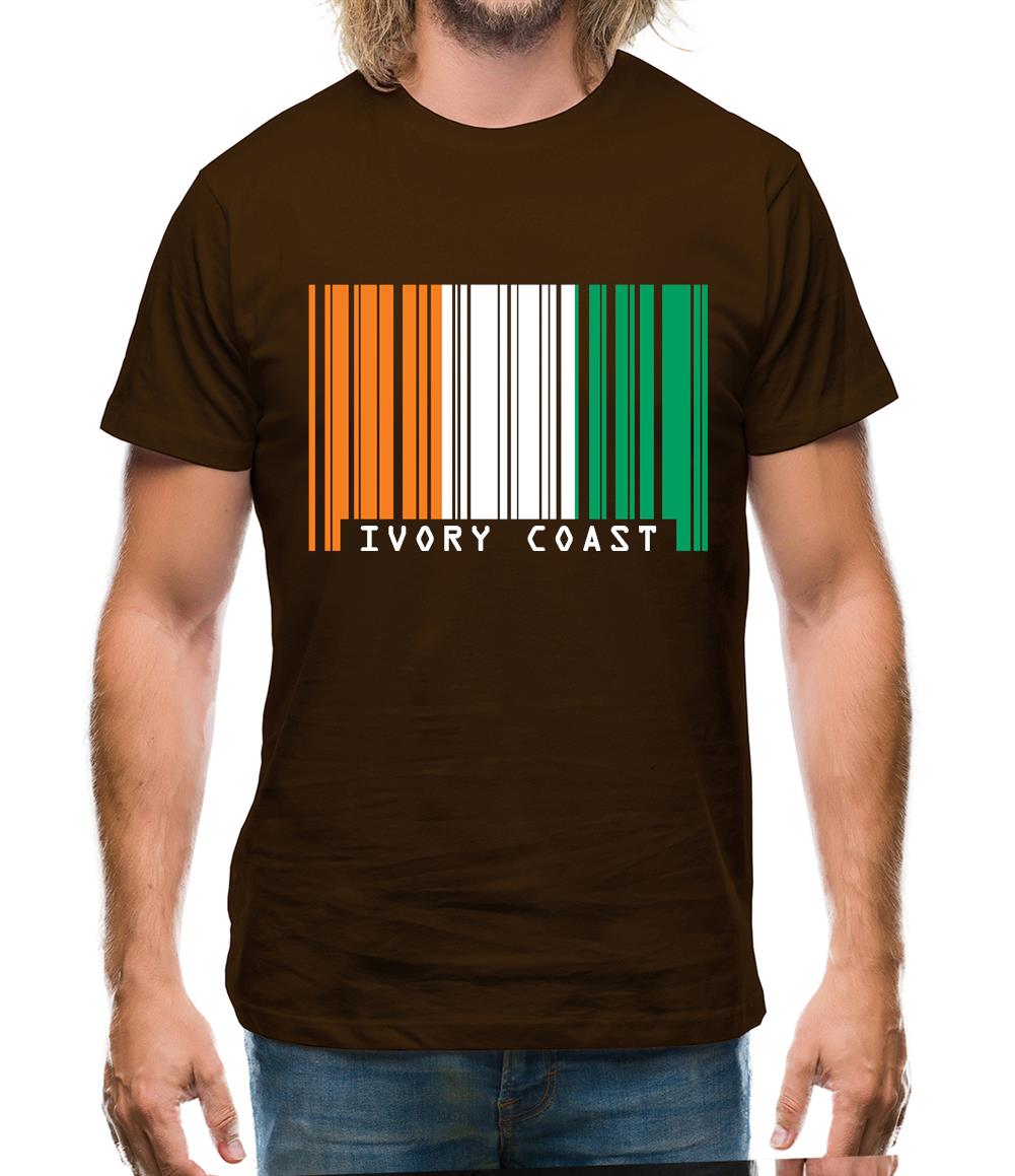 Ivory Coast  Barcode Style Flag Mens T-Shirt