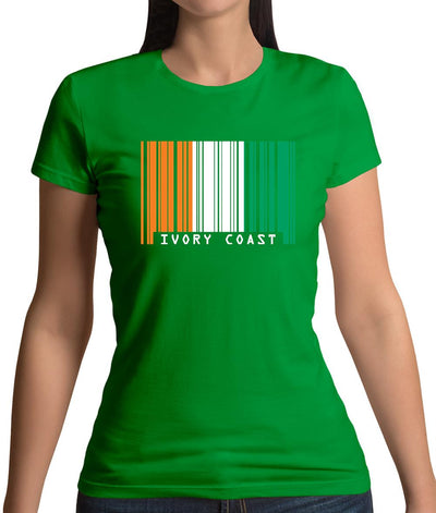 Ivory Coast  Barcode Style Flag Womens T-Shirt