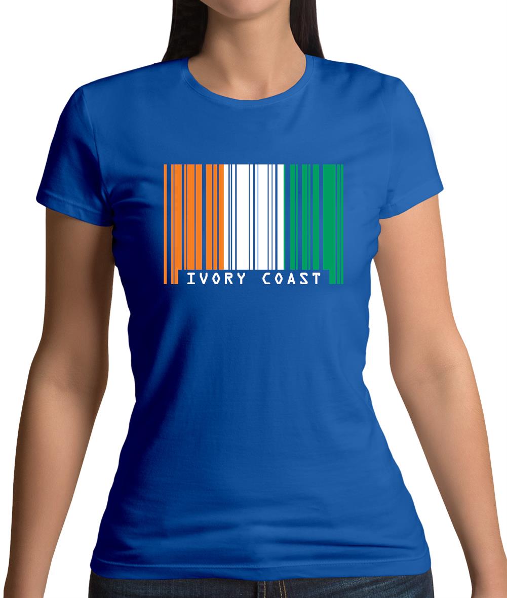 Ivory Coast  Barcode Style Flag Womens T-Shirt