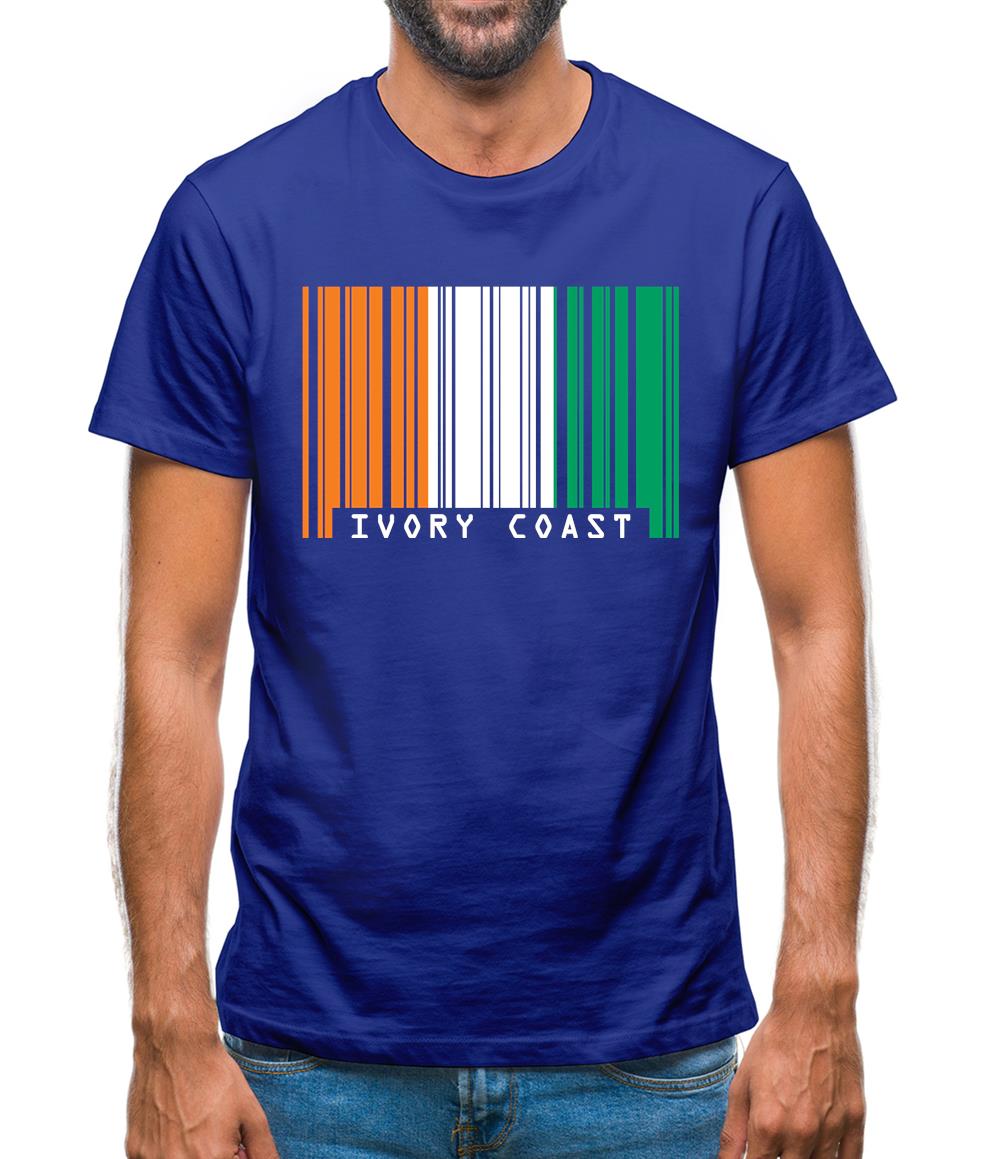 Ivory Coast  Barcode Style Flag Mens T-Shirt