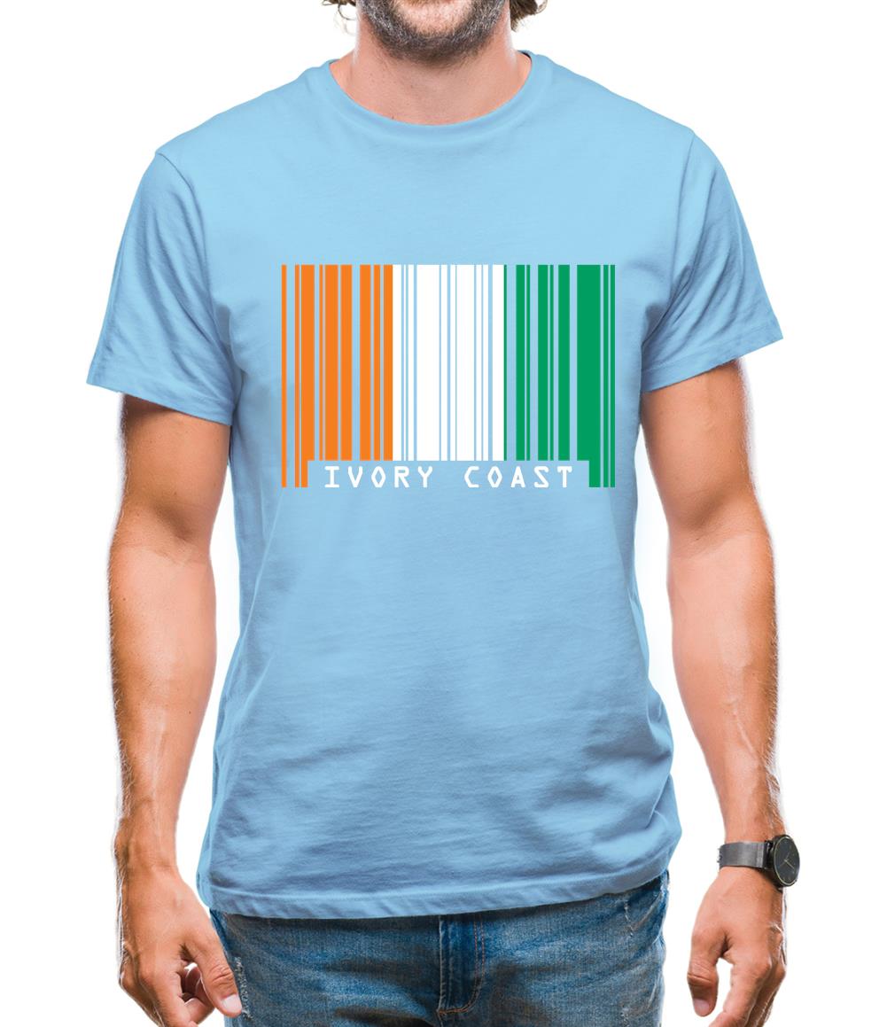 Ivory Coast  Barcode Style Flag Mens T-Shirt