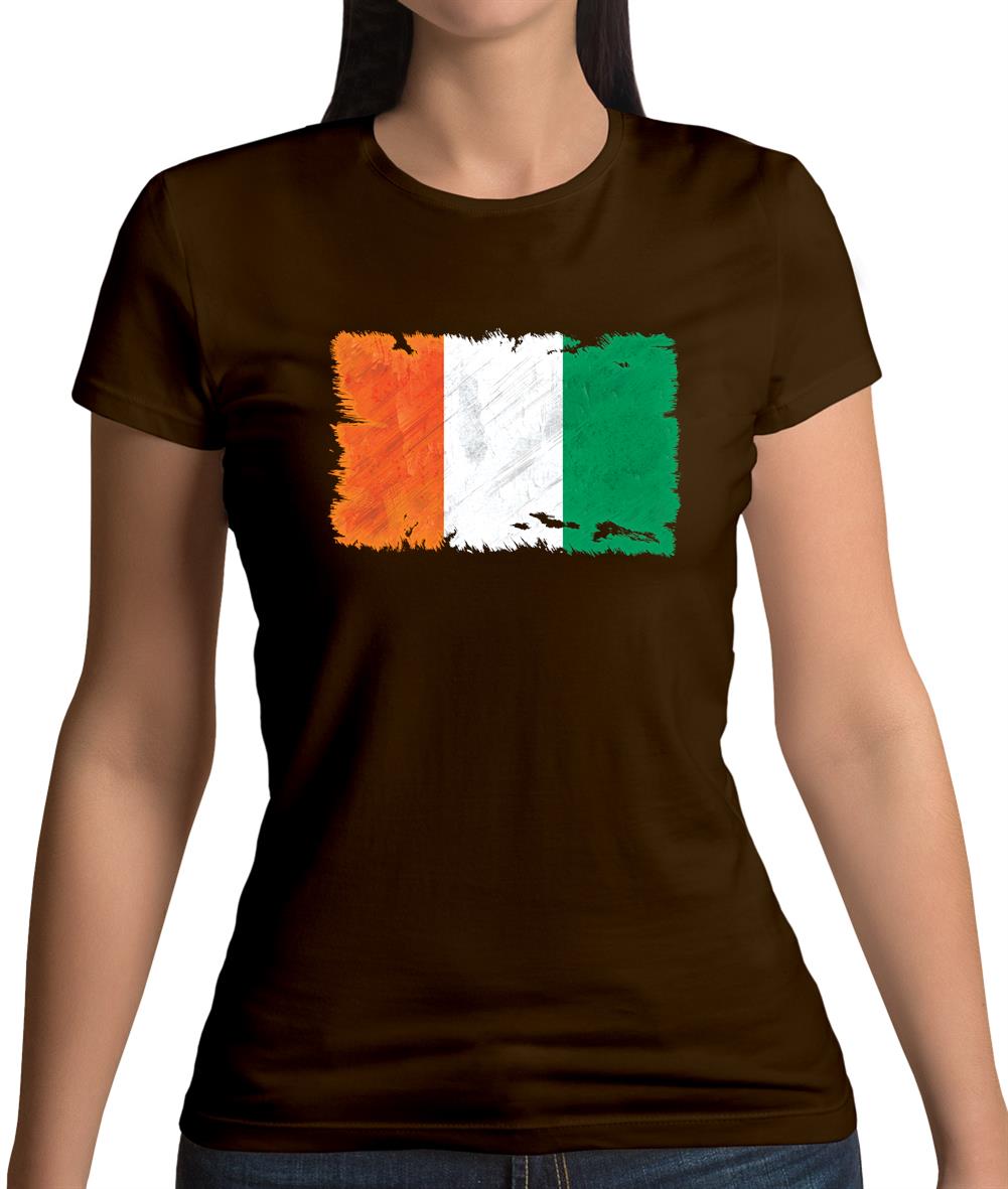 Ivory Coast  Grunge Style Flag Womens T-Shirt