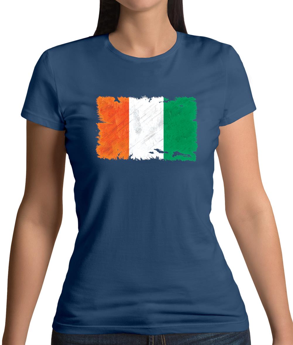 Ivory Coast  Grunge Style Flag Womens T-Shirt