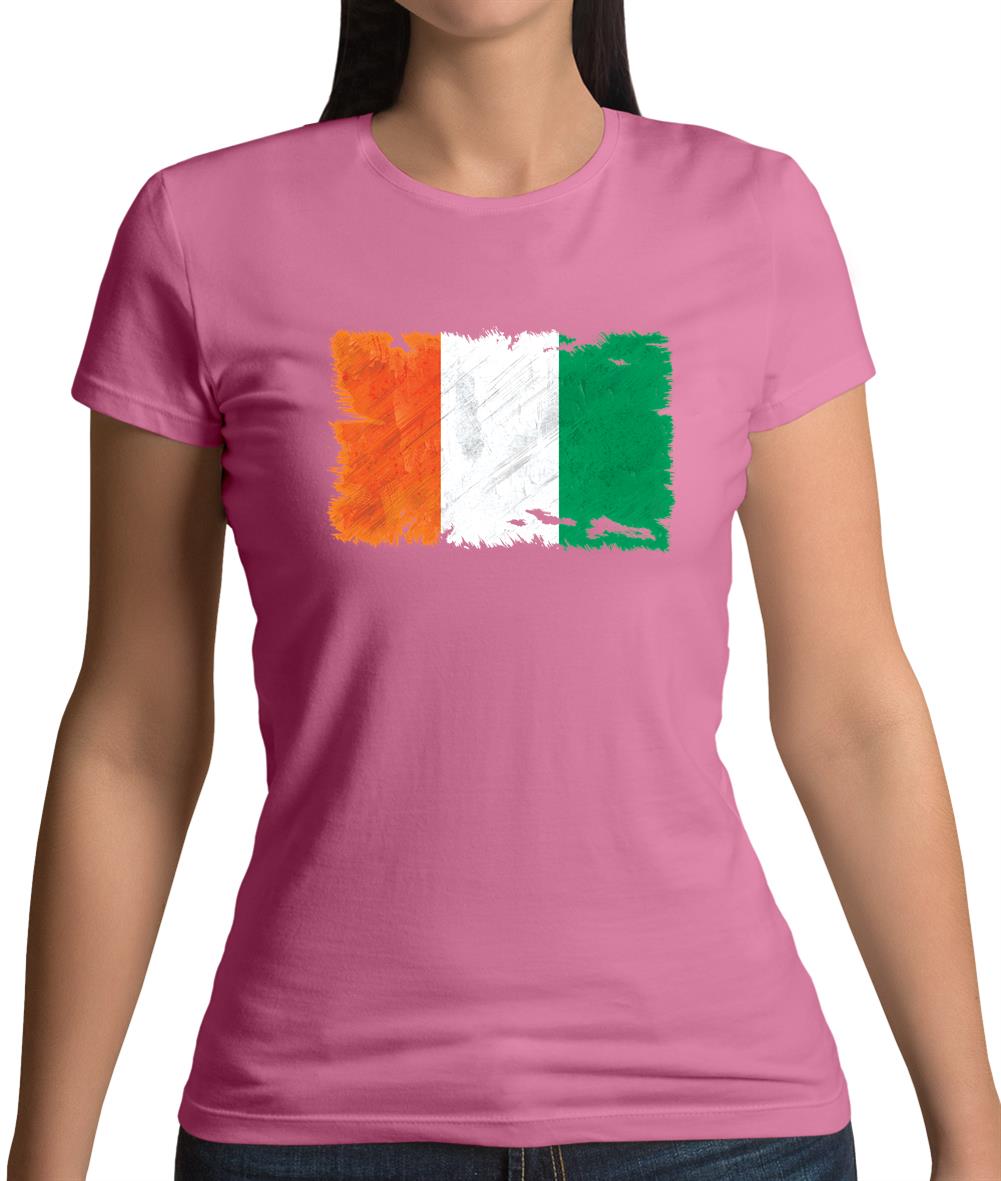 Ivory Coast  Grunge Style Flag Womens T-Shirt