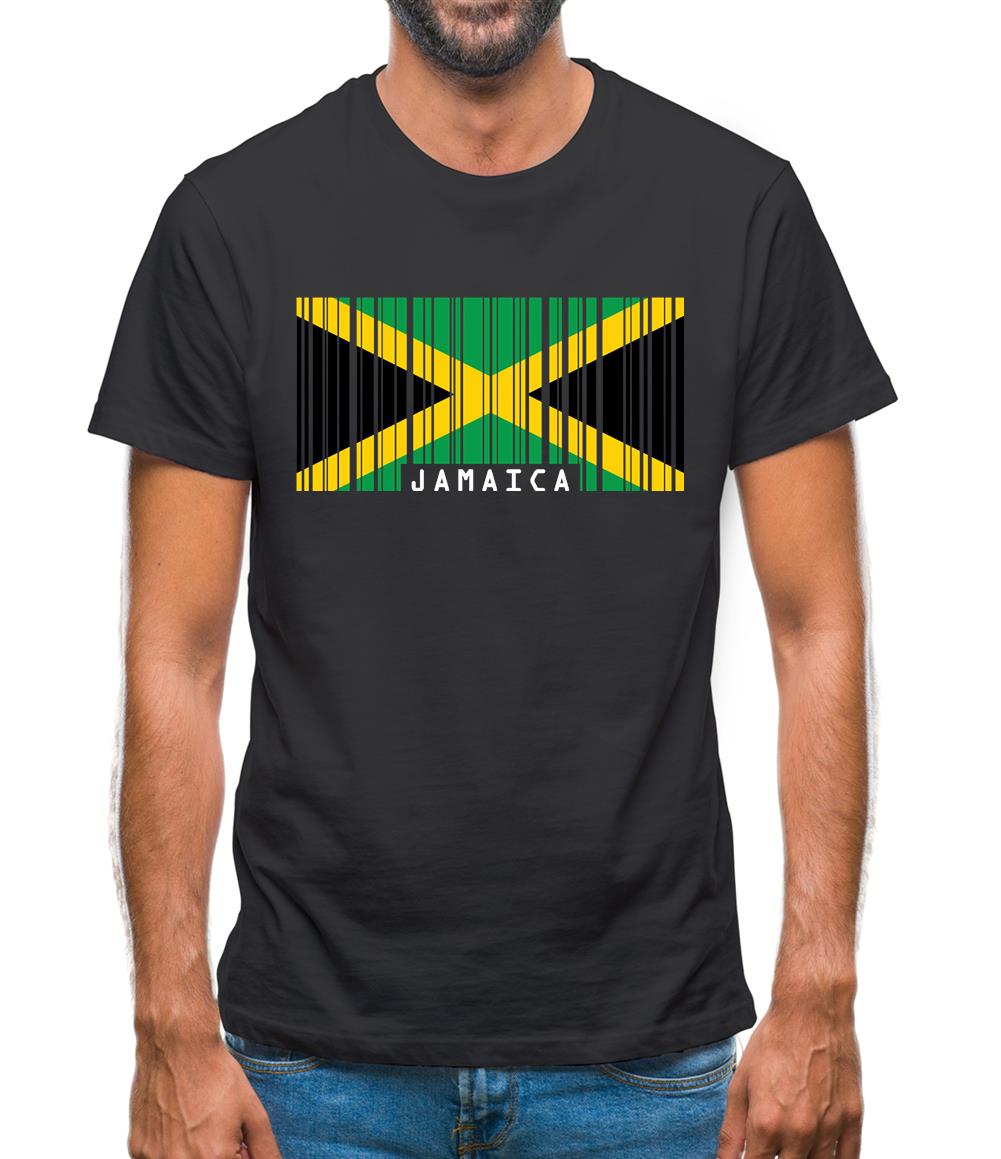Jamaica Barcode Style Flag Mens T-Shirt