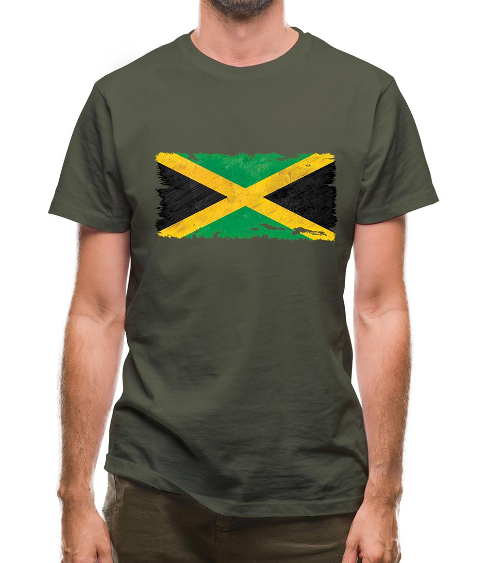 Jamaica Grunge Style Flag Mens T-Shirt