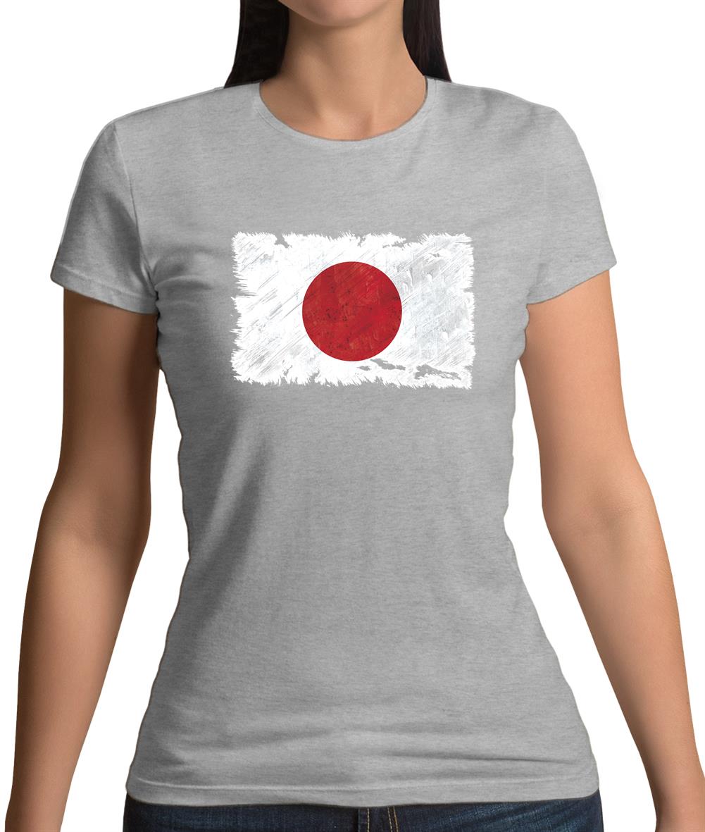 Japan Grunge Style Flag Womens T-Shirt
