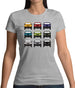 Jw 9 Colour Car Grid Womens T-Shirt