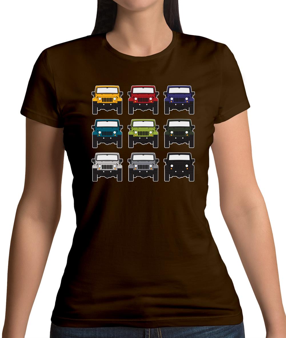 Jw 9 Colour Car Grid Womens T-Shirt