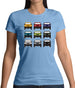 Jw 9 Colour Car Grid Womens T-Shirt