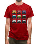 Jw 9 Colour Car Grid Mens T-Shirt