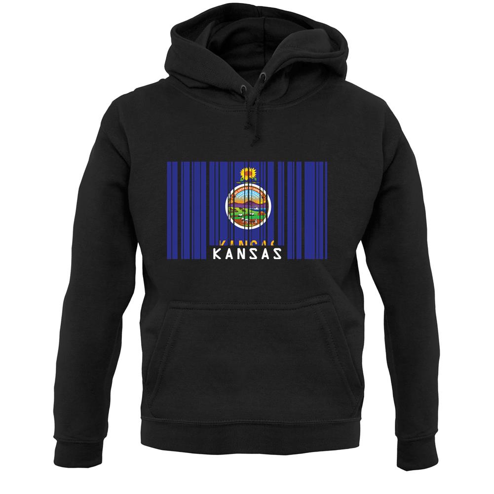 Kansas Barcode Style Flag Unisex Hoodie