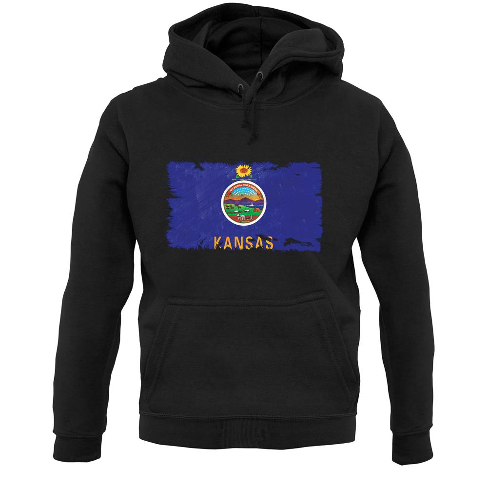 Kansas Grunge Style Flag Unisex Hoodie