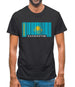 Kazakhstan Barcode Style Flag Mens T-Shirt