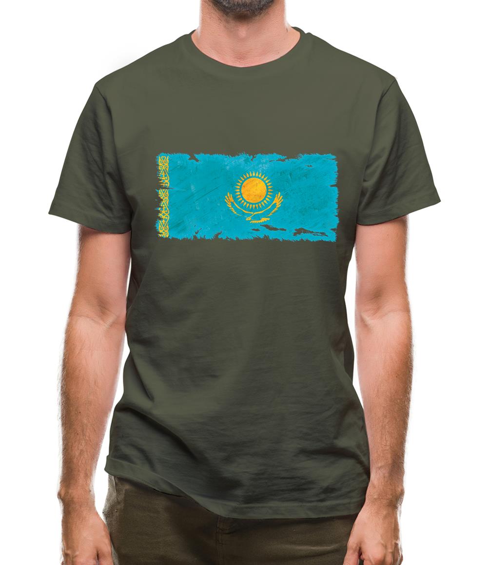 Kazakhstan Grunge Style Flag Mens T-Shirt