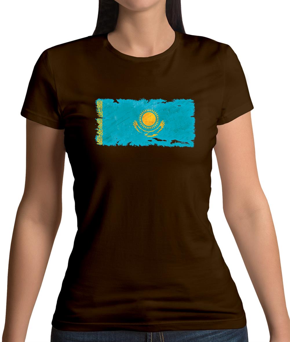 Kazakhstan Grunge Style Flag Womens T-Shirt