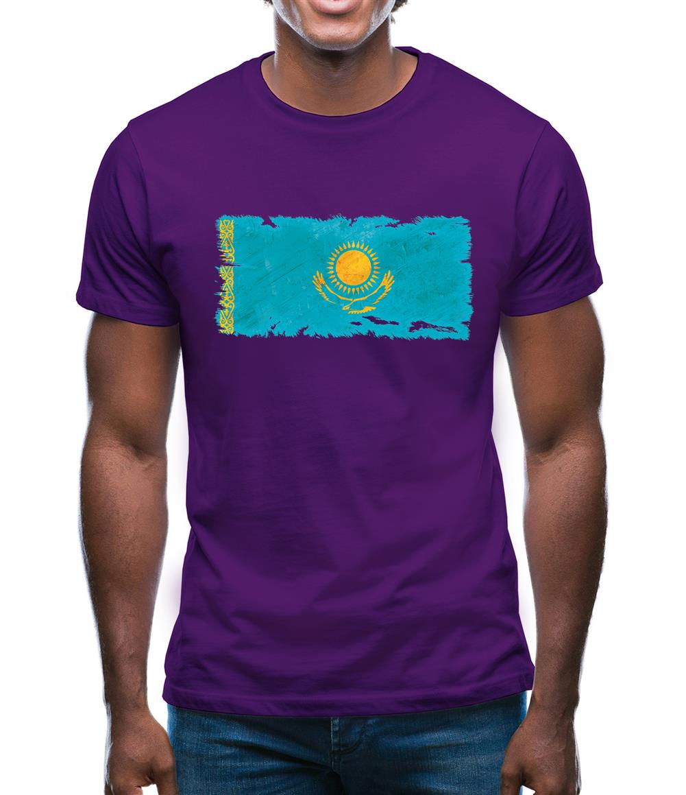 Kazakhstan Grunge Style Flag Mens T-Shirt