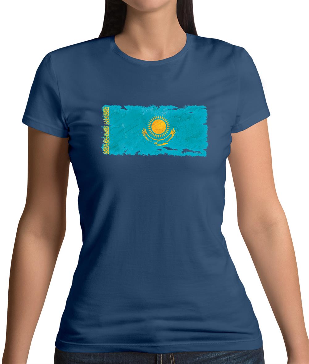 Kazakhstan Grunge Style Flag Womens T-Shirt