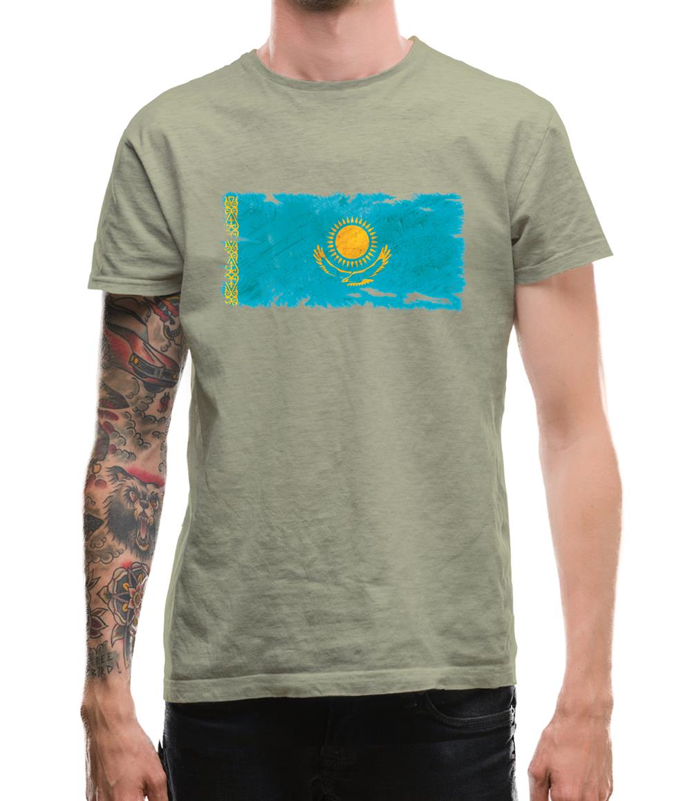Kazakhstan Grunge Style Flag Mens T-Shirt