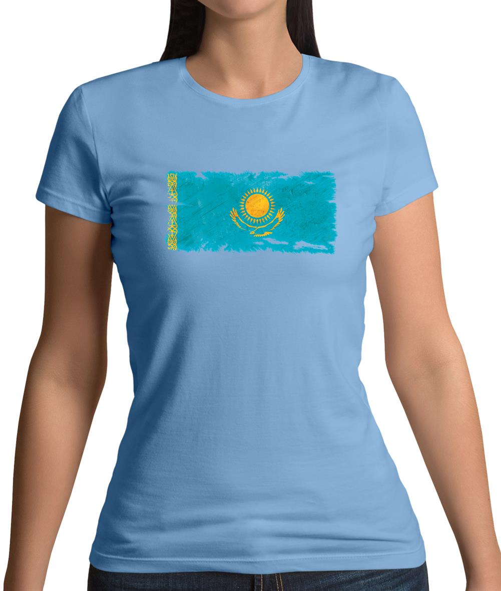 Kazakhstan Grunge Style Flag Womens T-Shirt